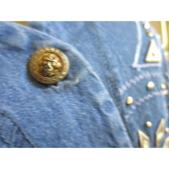2XL Vintage Women's Denim Top Studded Rhinestone 1990's Mom Jacket USA MADE XXL - Picture 5 of 9